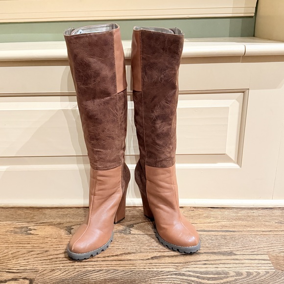 Michael antonio Shoes - Michael antonio knee high western boots | brown patchwork boots